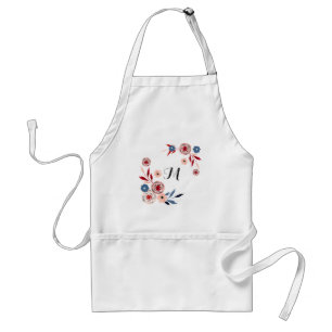 Pink, blue flowers, floral pattern, personalized, standard apron