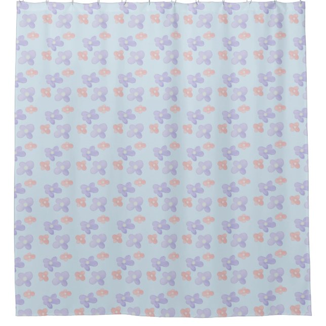 Pink Blue Flowers on Pastel Blue (Front)