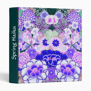 PINK BLUE FLOWERS Peony,Roses Japanese Floral Binder