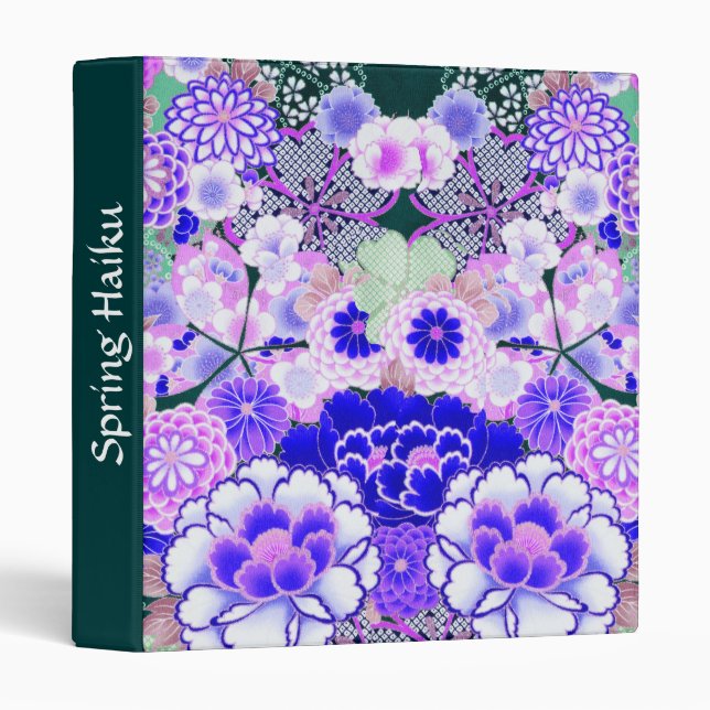 PINK BLUE FLOWERS Peony,Roses Japanese Floral Binder
