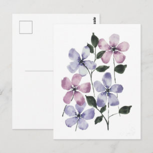 Pink & Blue Flowers Postcard