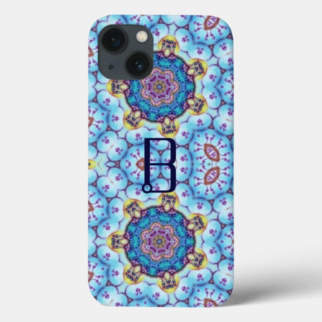 PINK BLUE FRACTAL CIRCLES MONOGRAM Case-Mate iPhone CASE (Back)
