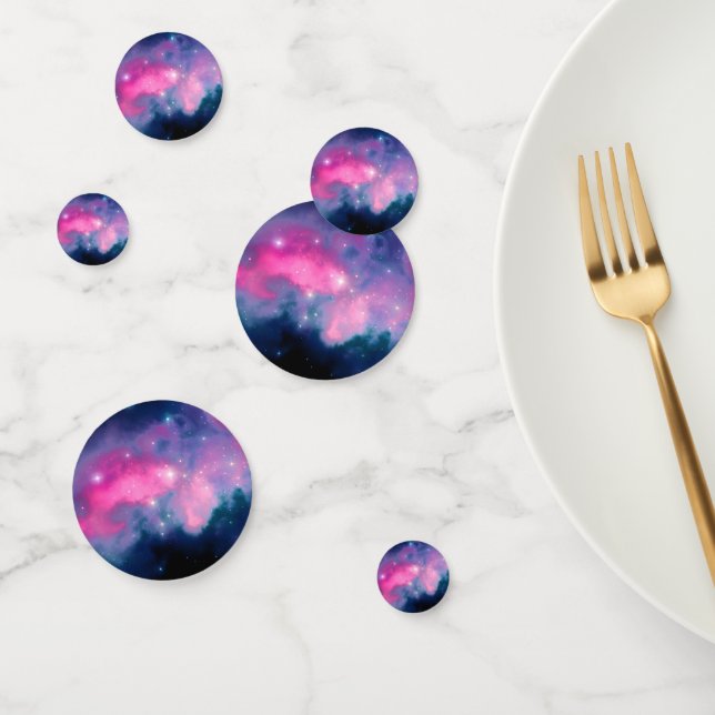 Pink & Blue Galaxy Nebula & Stars Abstract Confetti (Group)