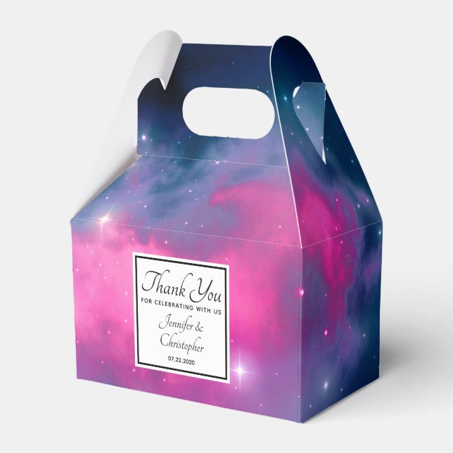 Pink & Blue Galaxy Nebula & Stars Abstract Favor Box (Front Side)
