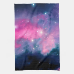 Pink & Blue Galaxy Nebula & Stars Abstract Kitchen Towel