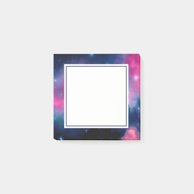 Pink & Blue Galaxy Nebula & Stars Abstract Post-it Notes (Front)