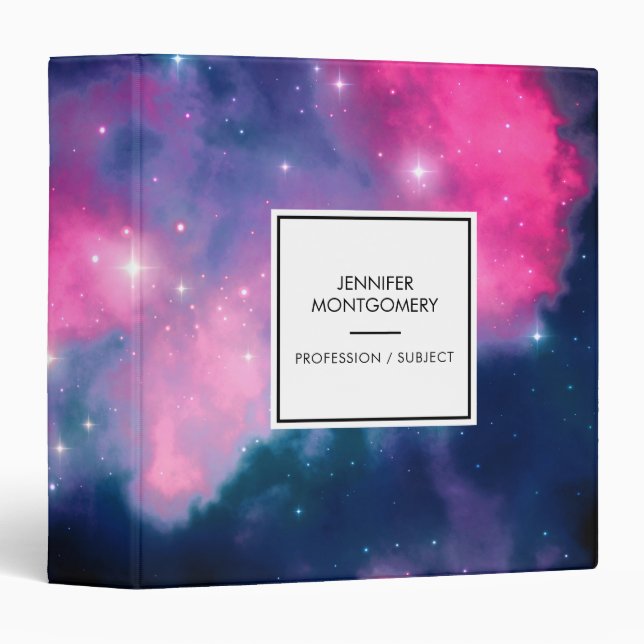Pink & Blue Galaxy & Stars Abstract Binder (Front/Spine)