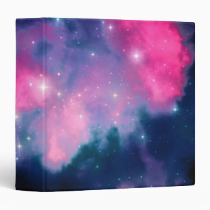 Pink & Blue Galaxy & Stars Abstract Binder