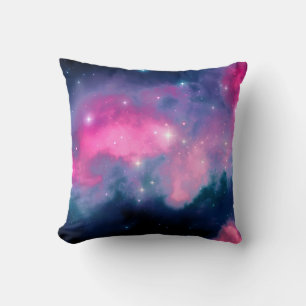 Pink & Blue Galaxy & Stars Abstract Throw Pillow