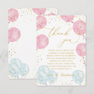 Pink Blue Genre Révéler Merci Note Carte