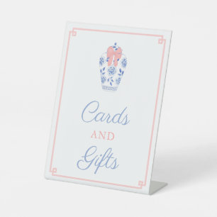 Pink & Blue Ginger Jar Baby Shower Cards And Gifts Pedestal Sign