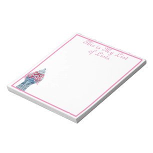 Pink Blue Ginger Jar Jars  Notepad