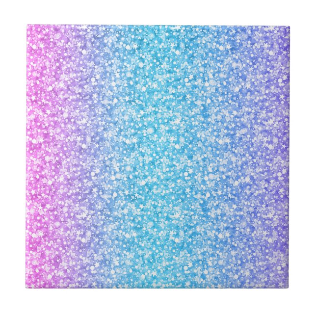 Pink & Blue Glitter And Sparkles Tile (Front)