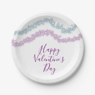 pink blue glitter sparkle happy Valentine's day n Paper Plate