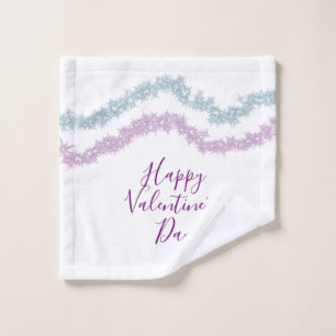 pink blue glitter sparkle happy Valentine's day n Wash Cloth