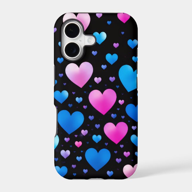 Pink & Blue Glowing Hearts  (Back)