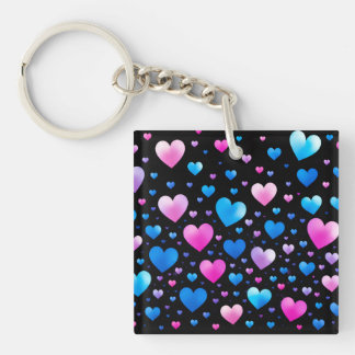 Pink & Blue Glowing Hearts Keychain