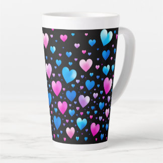 Pink & Blue Glowing Hearts Latte Mug