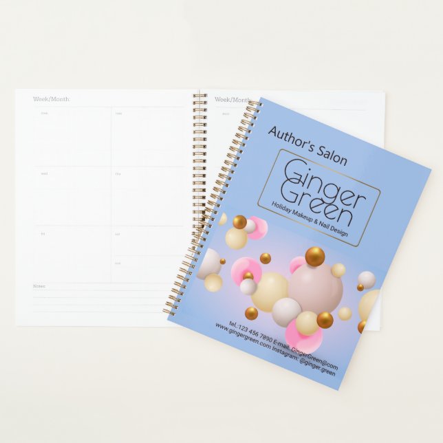 Pink Blue Gold Balloons  Planner (Display)