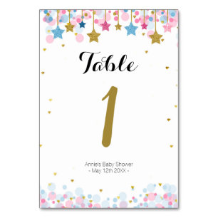 Pink Blue Gold twinkle twinkle Table Number