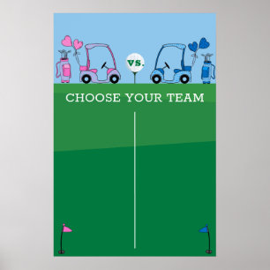 Pink Blue Golf Gender Reveal Game, Cast Your Vote  Poster