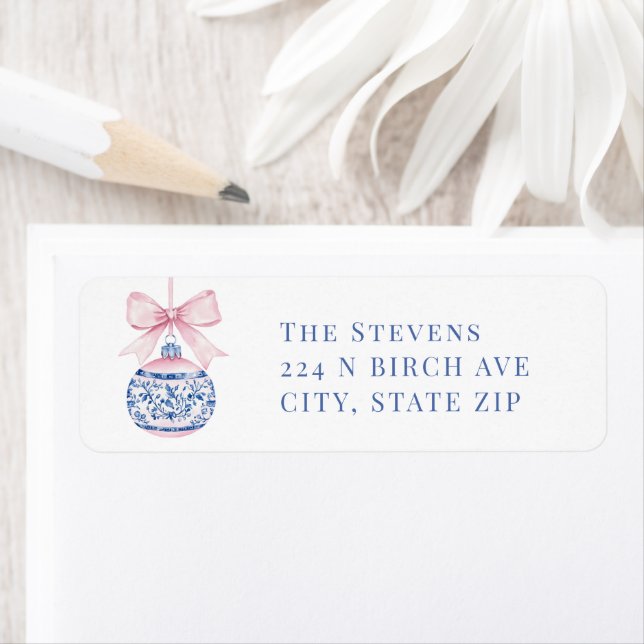 Pink & Blue Grandmillennial Christmas Ornament (Insitu)