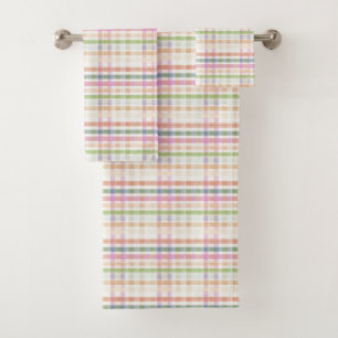 Pink Blue Green and Yellow Bath Towel Set