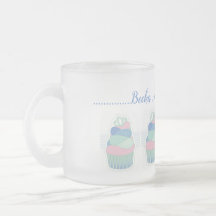 Pink blue green cute frosted cupcake