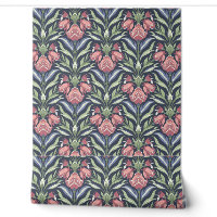 Pink Blue Green Floral Art Nouveau
