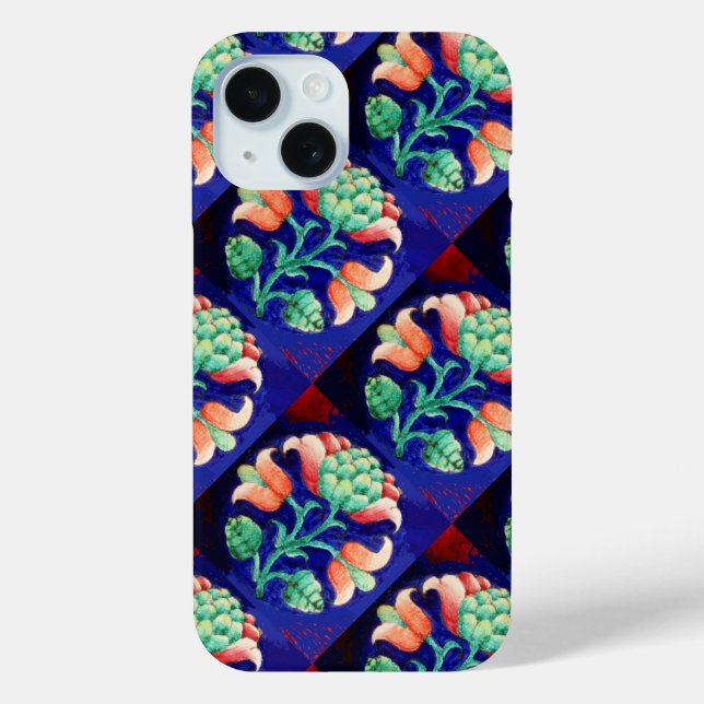 PINK BLUE GREEN FLORAL MONOGRAM Case-Mate iPhone CASE (Back)