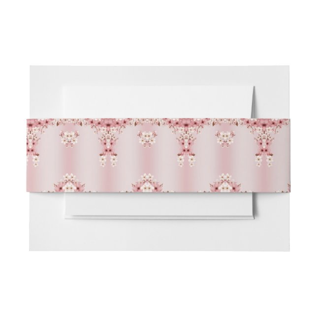 Pink-Blue-Green Floral Sparkles Wedding Sets Invitation Belly Band (Front Example)