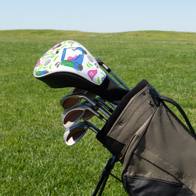 Pink Blue Green Golf Head Cover (In Situ)