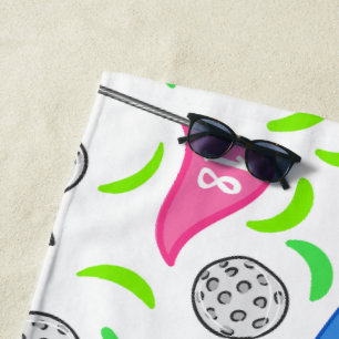 Pink Blue Green Golf Preppy Beach Towel