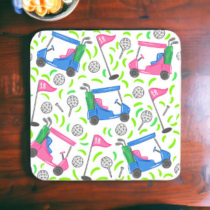 Pink Blue Green Golf Preppy Coaster