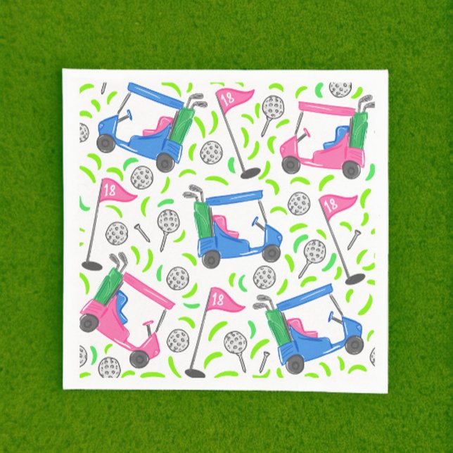 Pink Blue Green Golf Preppy Napkin (Creator Uploaded)