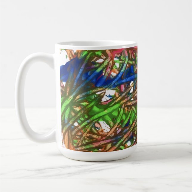 Pink, Blue, Green, Orange, Marble Artwork Coffee Mug (Left)