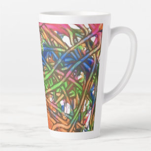 Pink, Blue, Green, Orange, Marble Artwork Latte Mug