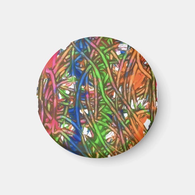 Pink, Blue, Green, Orange, Marble Artwork Magnet (Front)