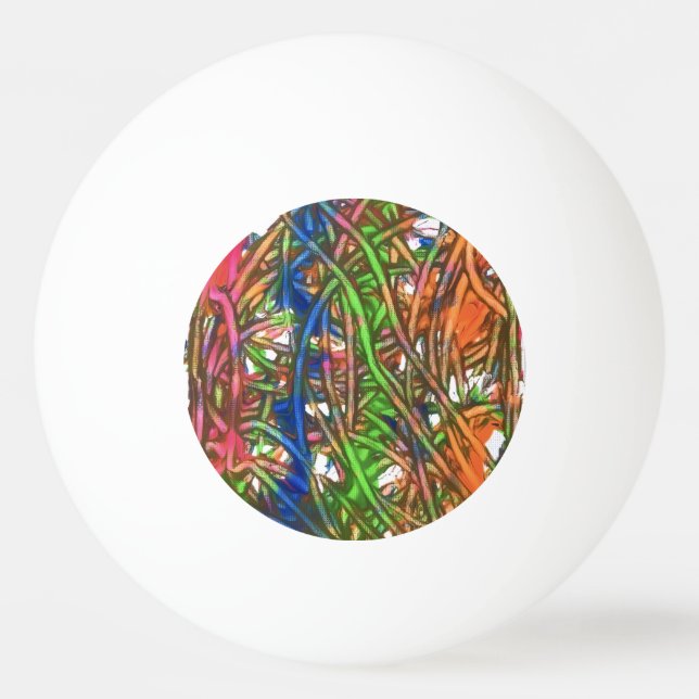Pink, Blue, Green, Orange, Marble Artwork Ping Pong Ball (Front)