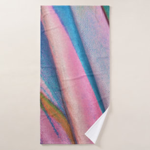 Pink blue green textile bath towel