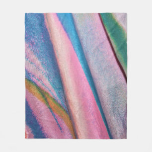 Pink blue green textile fleece blanket