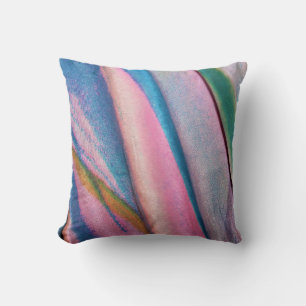 Pink blue green textile throw pillow