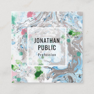 Pink Blue Green Trendy Modern Abstract Art Elegant Square Business Card