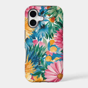 Pink Blue Green Yellow Orange Flower Art Pattern