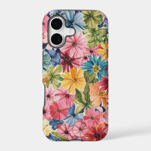 Pink Blue Green Yellow Orange Flower Art Pattern