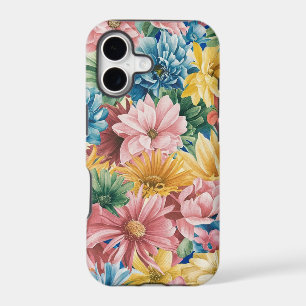 Pink Blue Green Yellow Orange Flower Art Pattern