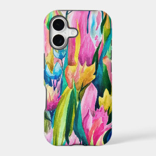 Pink Blue Green Yellow Orange Flower Art Pattern