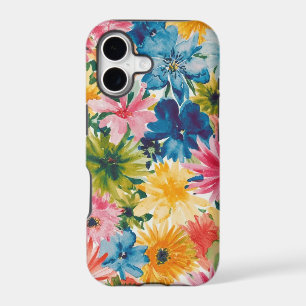 Pink Blue Green Yellow Orange Flower Art Pattern