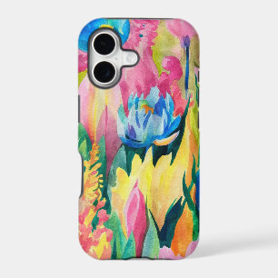 Pink Blue Green Yellow Orange Flower Art Pattern