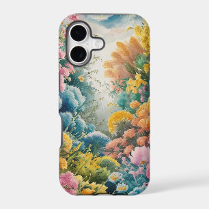 Pink Blue Green Yellow Orange Flower Art Pattern